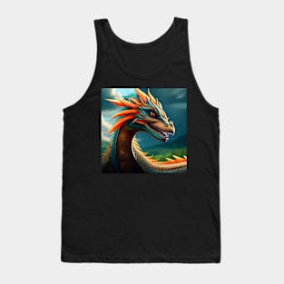 Ancient Blue and Orange Dragon Tank Top